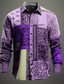 cheap Men&#039;s Printed Shirts-Ethnic Vintage Tribal Men&#039;s Shirt Daily Wear Going out Fall &amp; Winter Turndown Long Sleeve Purple, Fuchsia, Khaki S, M, L 4-Way Stretch Fabric Shirt