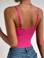 billiga Bodysuits-kroppstryck för kvinnor spets enfärgad v-ringad elegant daglig semester bodycon ärmlös ärmlös svart vit rosa s m l sommarhemskläder