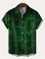 cheap Men&#039;s Printed Shirts-Four Leaf Clover Casual Men&#039;s Shirt Daily Wear Going out Weekend Autumn / Fall Turndown Short Sleeves Green S, M, L 4-Way Stretch Fabric Shirt St. Patrick