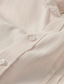 abordables camisas de lino para hombre-100% Lino Plisado Hombre Camisa camisa de lino Camisa casual Blanco Rosa Manga Larga Plano Escote Chino Primavera &amp; Otoño Casual Diario Ropa