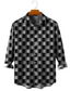 cheap Men&#039;s Printed Shirts-Geometry Casual Men&#039;s Shirt Daily Wear Going out Weekend Fall &amp; Winter Turndown Long Sleeve Black, Yellow S, M, L Slub Fabric Shirt