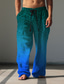 cheap Men&#039;s Plus Size Bottoms-Gradient Bandana Print Vintage Men‘s 3D Print Pants Trousers Outdoor Street Going out Polyester Blue Purple Orange S M L Mid Waist Elasticity Pants