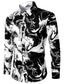 Недорогие Рубашка мужская с принтом-Постепенный Абстракция Муж. Рубашка На каждый день На выход Наступила зима Отложной Длинный рукав Черный, Синий, Лиловый S, M, L Эластичная ткань в 4 направлениях Рубашка