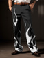 tanie Męskie spodnie plus size-Płomień Biznes Codzienny Męskie Druk 3D Garnitury Spodnie Na zewnątrz Ulica Odzież do pracy Poliester Wino Czarny Biały S M L Wysoki Elastyczność Spodnie