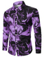 cheap Men&#039;s Printed Shirts-Gradual Abstract Men&#039;s Shirt Daily Wear Going out Fall &amp; Winter Turndown Long Sleeve Black, Blue, Purple S, M, L 4-Way Stretch Fabric Shirt