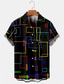 cheap Men&#039;s Printed Shirts-Geometry Casual Men&#039;s Shirt Daily Wear Going out Weekend Autumn / Fall Turndown Short Sleeves Black S, M, L 4-Way Stretch Fabric Shirt