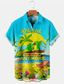 voordelige Hawaiiaanse overhemden-Kokosnootboom Casual Voor heren Overhemd Buiten Straat Casual / Dagelijks Herfst Strijkijzer Korte mouw Rood Blauw Oranje S M L Overhemd