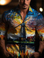 cheap Men&#039;s Printed Shirts-Color Block Colorful Artistic Abstract Men&#039;s Shirt Daily Wear Going out Fall &amp; Winter Turndown Long Sleeve Yellow, Green S, M, L 4-Way Stretch Fabric Shirt