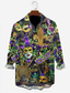 billiga Skjortor med tryck för män-karneval mask notera abstrakt herrskjorta dagligt slitage gå ut helgen höst&amp;amp; vinter turndown långärmad violett, svart s, m, l slubtyg