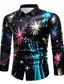 cheap Men&#039;s Printed Shirts-Christmas Dazzle color Casual Men&#039;s Shirt Daily Wear Going out Fall &amp; Winter Turndown Long Sleeve Black, Blue, Purple S, M, L 4-Way Stretch Fabric Shirt New Year