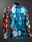 cheap Men&#039;s Printed Shirts-Novelty Artistic Abstract Men&#039;s Vacation Casual Daily Weekend Fall &amp; Winter Turndown Long Sleeve Blue S, M, L Shirt Normal