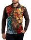 cheap Graphic Polo-Color Block Lion Men&#039;s Casual 3D Print Outdoor Casual Daily Streetwear Polyester Long Sleeve Turndown Polo Shirts Red Blue Fall &amp; Winter S M L Micro-elastic Lapel Polo