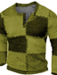tanie T-shirty męskie z nadrukiem-Graficzny Kolorowy blok Moda Designerskie Codzienny Męskie Druk 3D Koszula Henley T-shirt waflowy Sporty na świeżym powietrzu Święto Festiwal Podkoszulek Niebieski Brązowy Zielony Długi rękaw Henley