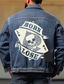 cheap Men&#039;s Printed Coats-Letter Poker Skulls Casual Men&#039;s Coat Denim Jacket Sports &amp; Outdoor Going out Weekend Fall &amp; Winter Turndown Long Sleeve Black Blue M L XL Denim Jacket