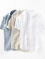 cheap Men&#039;s Linen Shirts-100% Linen Men&#039;s Shirt Linen Shirt Casual Shirt Summer Shirt White Blue Beige Short Sleeve Plain Stand Collar Summer Casual Daily Clothing Apparel