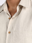 levne pánské lněné košile-Pánské Košile plátěná košile Košile na knoflíky Košile pro volný čas Khaki Dlouhý rukáv Bez vzoru Klopa Jaro &amp; podzim Ležérní Denní Oblečení Kapsy