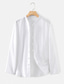 cheap Men&#039;s Linen Shirts-100% Linen Men&#039;s Shirt Linen Shirt Casual Shirt Black White Beige Long Sleeve Plain Stand Collar Spring &amp;  Fall Casual Daily Clothing Apparel