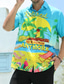 tanie Koszule hawajskie-Drzewo kokosowe Codzienny Męskie Koszula Na zewnątrz Ulica Codzienne Jesień Wieczorne Krótki rękaw Czerwony Niebieski Pomarańczowy S M L Koszula