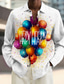 Недорогие Рубашка мужская с принтом-повседневная мужская рубашка с воздушным шаром и буквами, повседневная одежда, осень на выходных, осень&amp;amp; Зимняя отложная рубашка с длинными рукавами черного, белого цвета S, M, L, новый год
