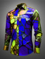 cheap Men&#039;s Printed Shirts-Color Block Colorful Artistic Men&#039;s Shirt Daily Wear Going out Fall &amp; Winter Turndown Long Sleeve Black, Blue, Purple S, M, L 4-Way Stretch Fabric Shirt