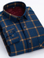 cheap Dress Shirts-Men&#039;s Shacket Navy blue+white Dark Red Yellow Long Sleeve Plaid / Striped / Chevron / Round Classic Collar Fall / Winter Vacation Corporate Clothing Clothing Apparel Print