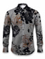 cheap Men&#039;s Printed Shirts-Floral Casual Men&#039;s Shirt Daily Wear Going out Fall &amp; Winter Turndown Long Sleeve White, Khaki, Gray S, M, L 4-Way Stretch Fabric Shirt