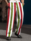 abordables pantalones casuales gráficos-Raya Vintage Hombre Impresión 3D Pantalones Exterior Calle Usar para trabajar Navidad Poliéster Rojo Azul Dorado S M L Cintura Alta Elasticidad Pantalones