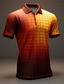 cheap Graphic Polo-Plaid Gradient Ramp Men&#039;s Casual 3D Print Golf Polo Outdoor Daily Wear Streetwear Polyester Short Sleeve Turndown Polo Shirts Yellow Purple Spring &amp; Summer S M L Micro-elastic Lapel Polo