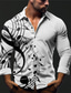 cheap Men&#039;s Printed Shirts-Casual Men&#039;s Daily Wear Vacation Going out Fall &amp; Winter Turndown Long Sleeve Black, White S, M, L Shirt