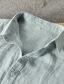 رخيصةأون قمصان الكتان الرجالية-100% كتان رجالي قميص قميص كتان قميص غير رسمي أبيض أزرق البحرية أزرق كم طويل سهل Lapel ربيع &amp; الصيف فضفاض مناسب للبس اليومي ملابس