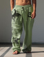 זול מכנסיים מודפסים-בגדי ריקוד גברים וינטאג&#039; קאובוי מכנסי פשתן מכנסיים מותן בינוני בָּחוּץ לבוש יומיומי לבוש רחוב סתיו חורף רגיל