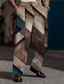 お買い得  メンズプラスサイズのボトムス-カラーブロック ジオメトリ ヴィンテージ ビジネス 男性用 3Dプリント スーツ パンツ アウトドア ストリート 仕事に着る ポリエステル ブルー カーキ色 グレー S M L ハイウエスト 弾性 パンツ