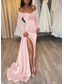 cheap Evening Dresses-TS Mermaid Evening Gown Sequin Dress Formal Wedding Guest Court Train Long Sleeve Off Shoulder Fall Wedding Reception Satin with Ruched Slit Masquerade Dress 2024