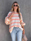 cheap Graphic shop Sweatshirts &amp; Hoodies-Women&#039;s Shirt Blouse Fashion Striped Print Long Sleeve Regular Tops Round Neck Casual Yellow Pink Blue Purple Spring &amp;  Fall