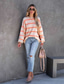 cheap Graphic shop Sweatshirts &amp; Hoodies-Women&#039;s Shirt Blouse Fashion Striped Print Long Sleeve Regular Tops Round Neck Casual Yellow Pink Blue Purple Spring &amp;  Fall