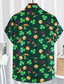 cheap Men&#039;s Printed Shirts-Four Leaf Clover Casual Men&#039;s Shirt Daily Wear Going out Weekend Autumn / Fall Turndown Short Sleeves Green S, M, L 4-Way Stretch Fabric Shirt St. Patrick