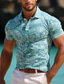 cheap Graphic Polo-Floral Paisley Men&#039;s Vintage 3D Print Outdoor Daily Wear Streetwear Polyester Short Sleeve Turndown Polo Shirts Blue Green Spring &amp; Summer S M L Micro-elastic Lapel Polo