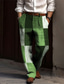 baratos calças casuais gráficas-Xadrez Negócio Homens Impressão 3D Social Calças Ao ar livre Rua Vestir para trabalhar Poliéster Azul Laranja Verde S M L Alto Elasticidade Calça