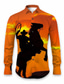 cheap Men&#039;s Printed Shirts-Horse Casual Men&#039;s Shirt Daily Wear Going out Fall &amp; Winter Turndown Long Sleeve Orange, Green S, M, L 4-Way Stretch Fabric Shirt
