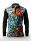 cheap Graphic Polo-Color Block Colorful Men&#039;s Abstract Print 3D Outdoor Casual Daily Streetwear Polyester Long Sleeve Turndown Polo Shirts Blue Orange Fall &amp; Winter S M L Micro-elastic Lapel Polo