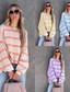 cheap Graphic shop Sweatshirts &amp; Hoodies-Women&#039;s Shirt Blouse Fashion Striped Print Long Sleeve Regular Tops Round Neck Casual Yellow Pink Blue Purple Spring &amp;  Fall