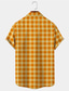 tanie Męskie koszule z nadrukiem-Turcja Codzienny Męskie Koszula Dzienne zużycie Wyjściowe Weekend Jesień Wieczorne Krótkie rękawy Żółty S, M, L Tkanina rozciągliwa w 4 kierunkach Koszula święto Dziękczynienia