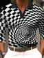 cheap Graphic Polo-Optical Illusion Men&#039;s Abstract 3D Print Outdoor Casual Daily Streetwear Polyester Long Sleeve Turndown Polo Shirts White Blue Fall &amp; Winter S M L Micro-elastic Lapel Polo