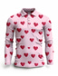 olcso Grafikai mintás póló-Valentin-napi szív férfi alkalmi print 3D szabadtéri alkalmi napi utcai ruha poliészter hosszú ujjú turndown pólók rózsaszín sötét rózsaszín ősz&amp;amp; téli s m l mikroelasztikus