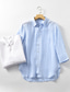 voordelige heren linnen overhemden-100% linnen Voor heren Overhemd linnen overhemd Normaal shirt Wit blauw Halve Mouw Effen Revers Lente &amp; Herfst Casual Dagelijks Kleding