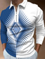 tanie Koszulki polo z nadrukiem-Geometria Męskie Codzienny 3D Nadruk Bluza polo Na zewnątrz Codzienne Streetwear Poliester Długi rękaw Wieczorne Suwak Koszulki polo Czarny Niebieski Jesień i zima S M L Średnio elastyczny Polo z