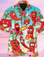 billige Hawaiiskjorts-Morsom Fritid Herre Skjorte utendørs Gate Fritid / hverdag Høst cubansk krage Kortermet Blå S M L Skjorte