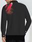 billige Skjorter med tryk til mænd-Løve Abstrakt Herre Skjorte Dagligdagstøj I-byen-tøj Efterår vinter Aftæpning Langærmet Rød S, M, L 4-vejs strækstof Skjorte