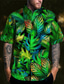 billige Hawaiiskjorts-Blad Fritid Herre Skjorte utendørs Gate Fritid / hverdag Høst Aftæpning Kortermet Lilla Grønn S M L Skjorte