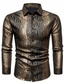 Χαμηλού Κόστους Ανδρικά πουκάμισα με στάμπα-Snake Metallic Αφηρημένο Ανδρικά Πουκάμισο Καθημερινά Ρούχα Εξόδου Φθινόπωρο &amp; Χειμώνας Απορρίπτω Μακρυμάνικο Μαύρο, Χρυσό, Καφέ Τ, M, L Ύφασμα που τεντώνεται με 4 τρόπους Πουκάμισο